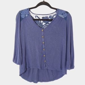 Rewind Woman's Lace Navy Blouse Top Shirt Size S